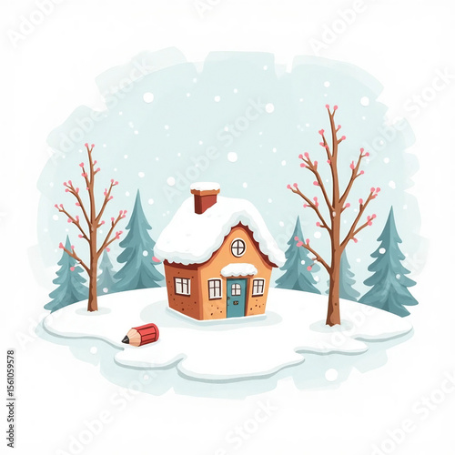 house in the snow