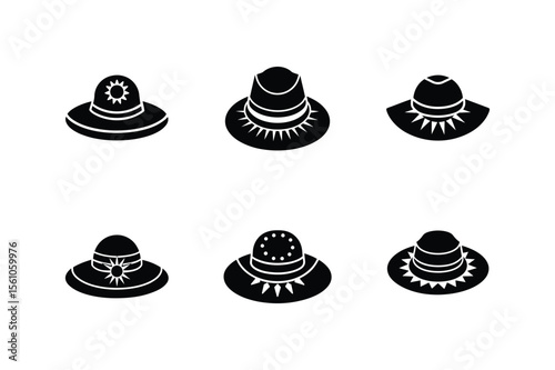sun hat silhouette vector illustration