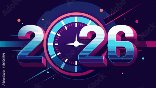 Clock Ticking Towards Midnight 2026 New Year's Eve Countdown Design