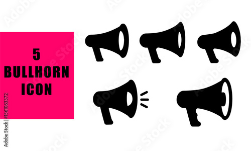 Vector illustration icon set of business communication megaphones and hairdryer silhouette