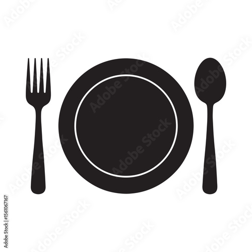 Simple Place Setting Depiction Minimalist Table Setting Graphic Cutlery Illustration Dinnerware Arrangement Dining Presentation Formal Meal Aesthetic