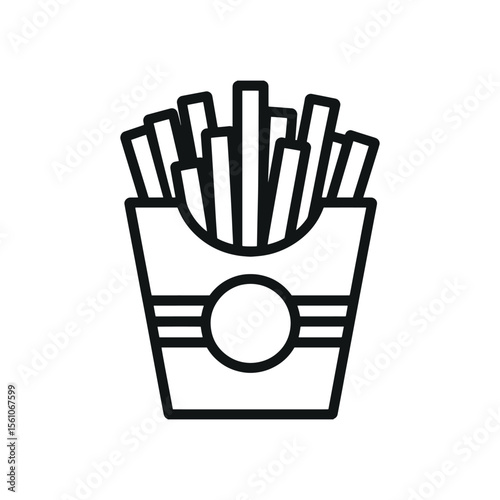 Minimalist French Fries Illustration Delicious and Simple Fast Food Graphic Design Element Ideal for Restaurant Menus or Food Apps