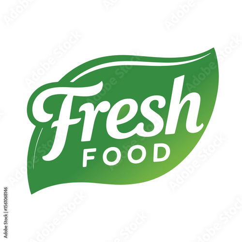 Fresh Food Logo with Green Leaf a Symbol of Purity and Health for Branding Fresh Produce or Organic Products