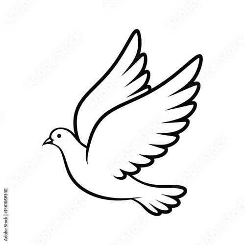 Soaring White Dove Outline: Symbol of Peace and Hope

