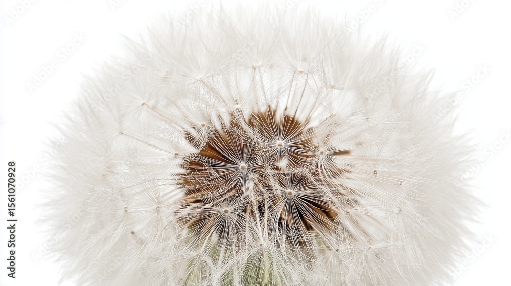 Fototapeta premium Soft Dandelion Puffball with Seeds Caught in the Gentle Wind