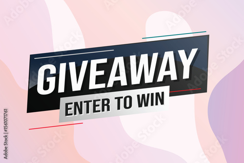giveaway enter and win word vector illustration blue 3d style for social media landing page, template, ui, web, mobile app, poster, banner, flyer, background, gift card, coupon, label, wallpaper 