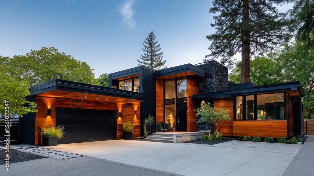 Naklejka premium Modern residential home at twilight