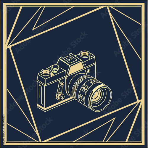Vintage Camera Illustration in Art Deco Style