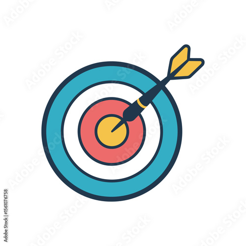Target with arrow in center representing success and clear goals

