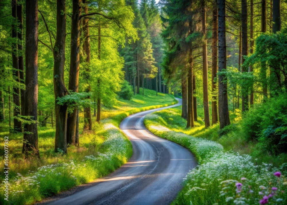 Obraz premium A winding road with a gentle curve