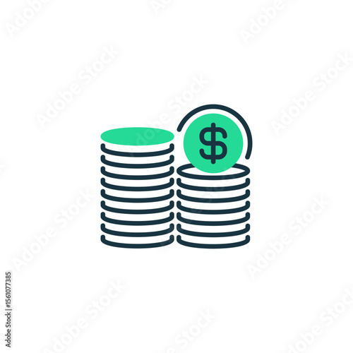 Coin Stack Two Tone Color Icon. linear style sign for mobile concept and web design. Outline vector icon.