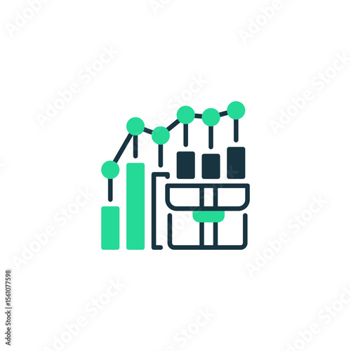 Stock Portfolio Two Tone Color Icon. linear style sign for mobile concept and web design. Outline vector icon.