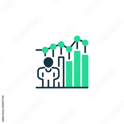 Financial Advisor Two Tone Color Icon. linear style sign for mobile concept and web design. Outline vector icon.