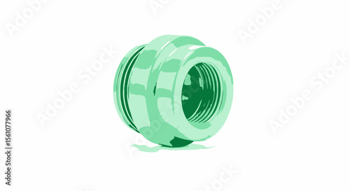 Light green threaded PPR pipe fitting on a white background.