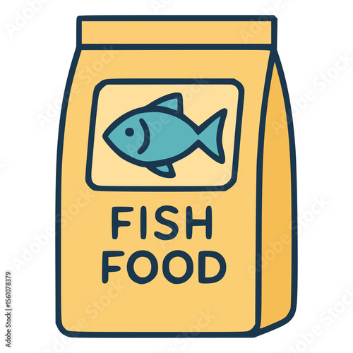fish food package flat color vector illustration template design