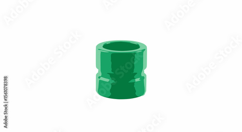 Green polypropylene (PPR) pipe fitting on a white background