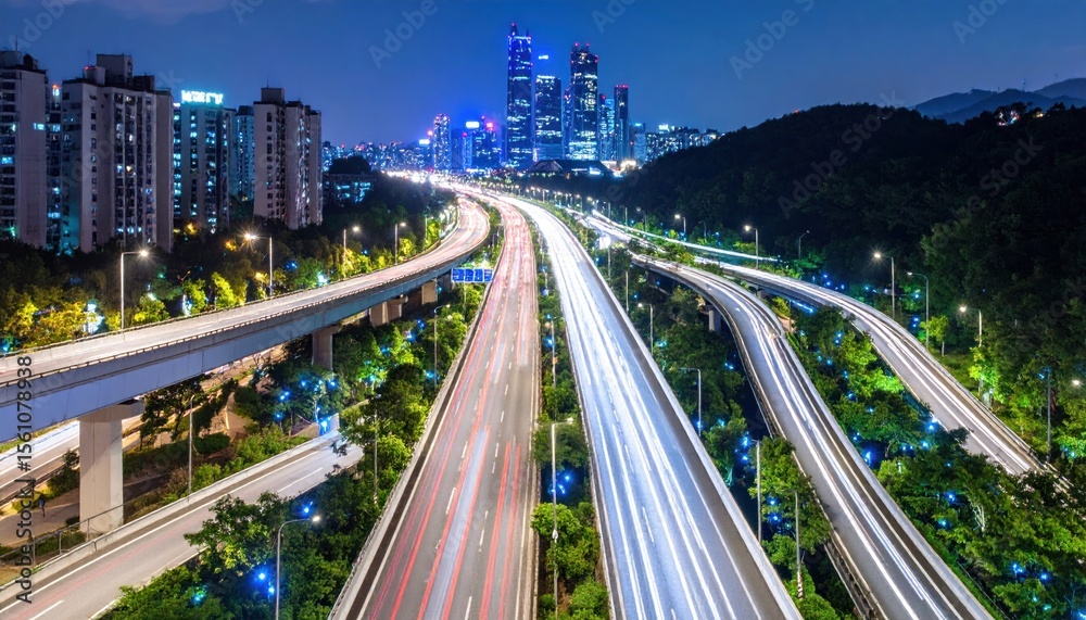 Obraz premium City highway at night (1)