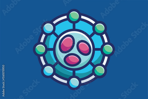 Abstract Network Connection Circular Nodes and Central Core Design