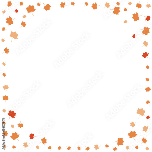 Autumn frame of falling maple colorful leaves. Decorative element, border. Vector illustration.