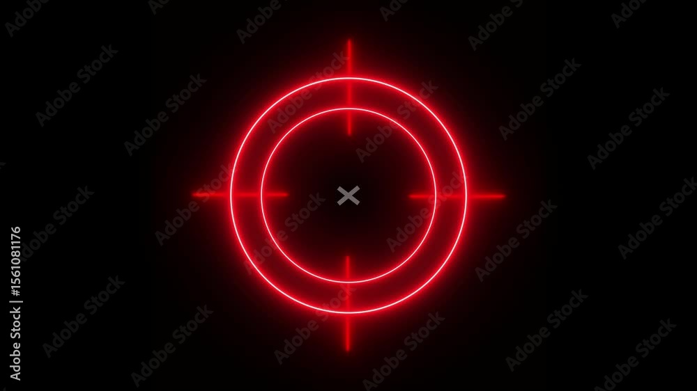 Glowing neon target icon animation on the transparent background ...