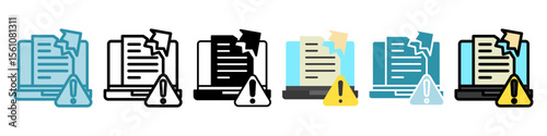 Breach Alert multi style, mini illustration icon set. Vector  for modern concept, print, UI, UX kit, web and app development. related to risk management, business, finance.
