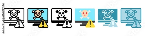 Breach Alert multi style, mini illustration icon set. Vector  for modern concept, print, UI, UX kit, web and app development. related to risk management, business, finance.