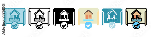 Crisis Plan multi style, mini illustration icon set. Vector  for modern concept, print, UI, UX kit, web and app development. related to risk management, business, finance.