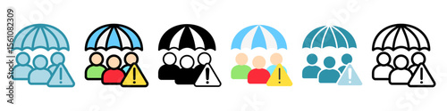 Prepare Team multi style, mini illustration icon set. Vector  for modern concept, print, UI, UX kit, web and app development. related to risk management, business, finance.