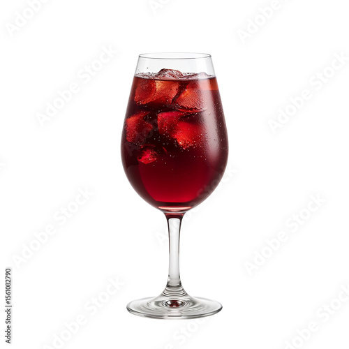 Chilled sangria with ice in a glass on a white background  