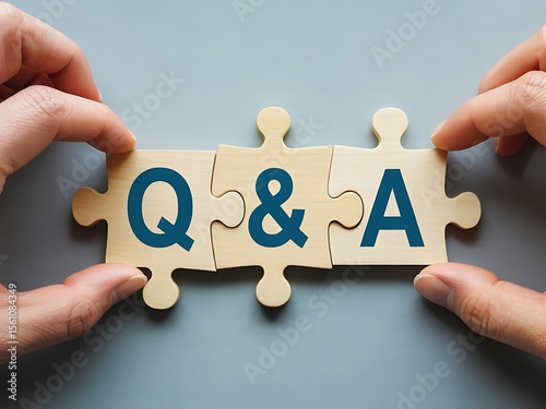 Frequently Asked Questions Solutions and Answers to Common Inquiries, Puzzle Pieces Representing Q&A Sessions, Problem-Solving and Knowledge Sharing Concept