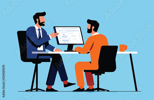 Business Meeting Consultant Advising Inmate on Financial Planning