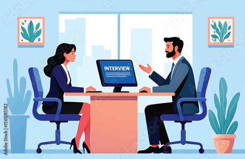Job Interview Candidate and Interviewer Discussion