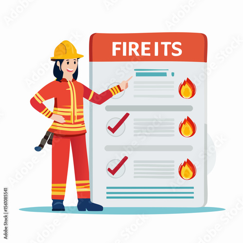 Vector illustration of firefighters extinguishing a building fire with hoses
