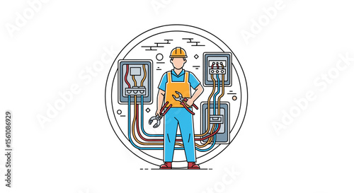 Electrical Expert Installing New Circuit Breaker System for Commercial Building Wiring Project Success