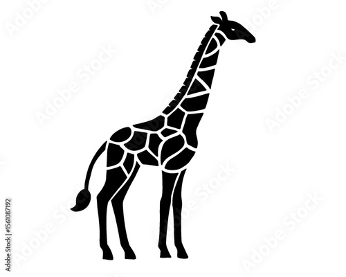 Giraffe silhouette, black giraffe vector illustration, isolated icon on white background
