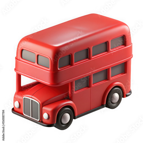 Photo of a red doubledecker bus toy isolated on transparent background
