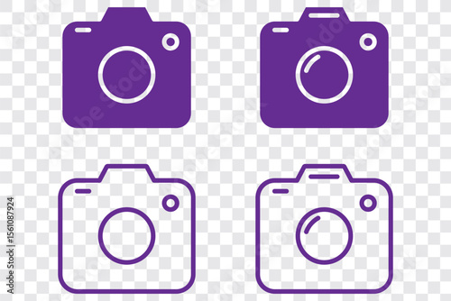 Camera icon set. photo camera in flat style symbol. photography camera line art signs, vector illustration