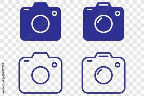 Camera icon set. photo camera in flat style symbol. photography camera line art signs, vector illustration
