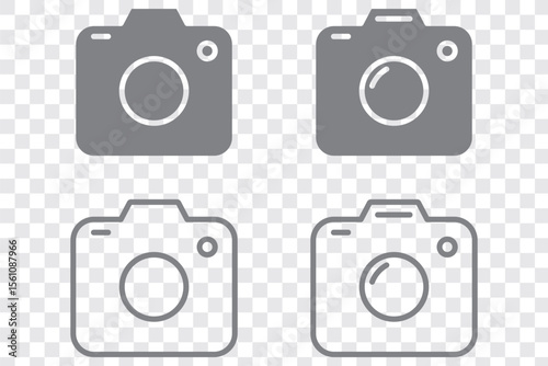 Camera icon set. photo camera in flat style symbol. photography camera line art signs, vector illustration