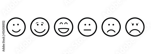 feedback rating with black outline emotion faces