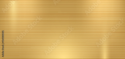 Shimmering gold foil with thin ribbing texture. Golden metallic textured background with horizontal straight lines.