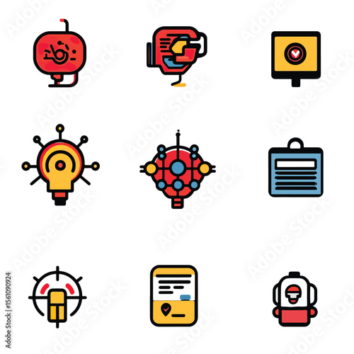 2D Flat icon Artificial Intelligence (AI) in Everyday Life Icons isolated in White Background