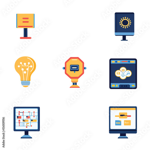 2D Flat icon Artificial Intelligence (AI) in Everyday Life Icons isolated in White Background