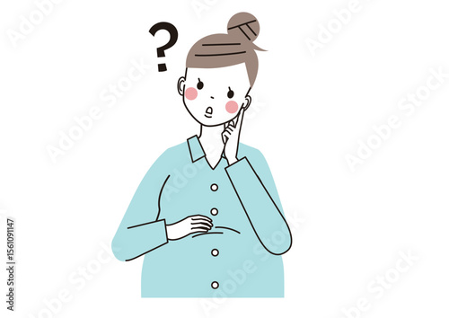 疑問に思っている妊婦さんのイラスト（上半身）