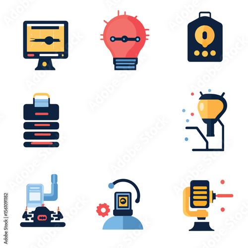 2D Flat icon Artificial Intelligence (AI) in Everyday Life Icons isolated in White Background