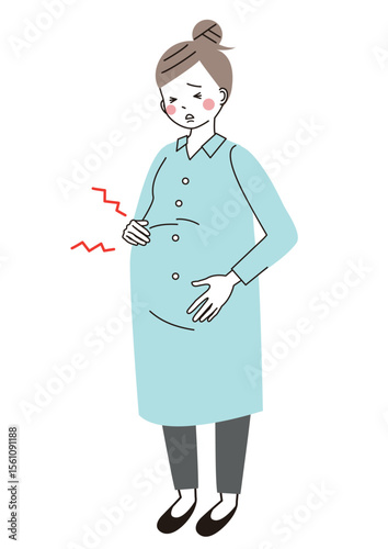 お腹を痛がっている妊婦さんのイラスト