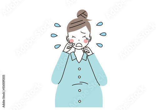 号泣している妊婦さんのイラスト（上半身）
