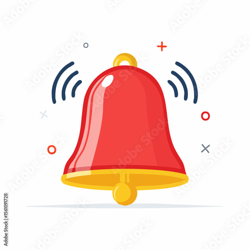 Red notification bell icon symbolizing alerts or reminders, designed modern minimalist style.