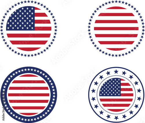 Patriotic USA Flag Designs with Star Border.