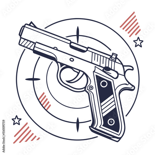  Stylized Pistol Target Vector